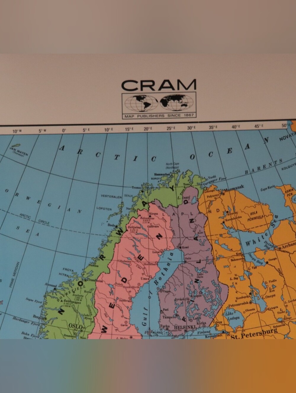 Cram Maps 50"×44" Classroom Roll-up Map Of Europe - Picture 2 of 8
